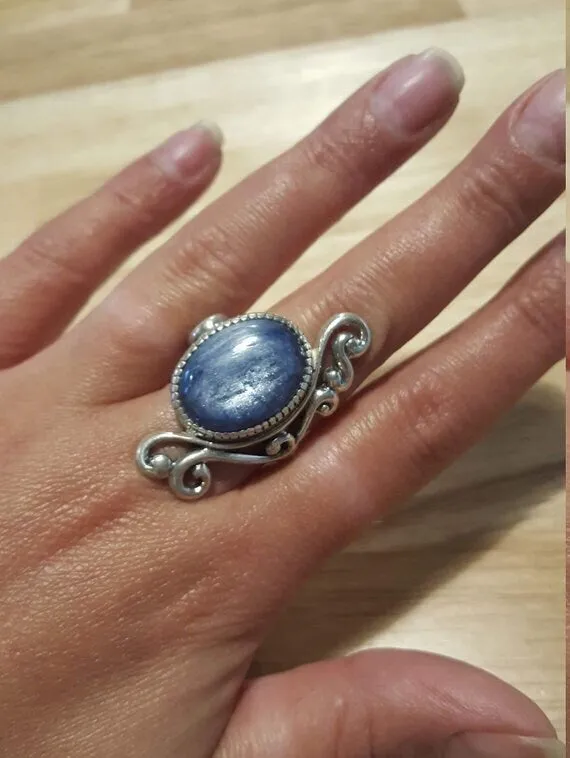 Prehnite Ring - Statement Boho Ring - Prehnite Bezel Ring
