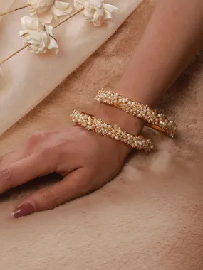 Set Of 2 Gold-Plated Pearl Beaded Bangles