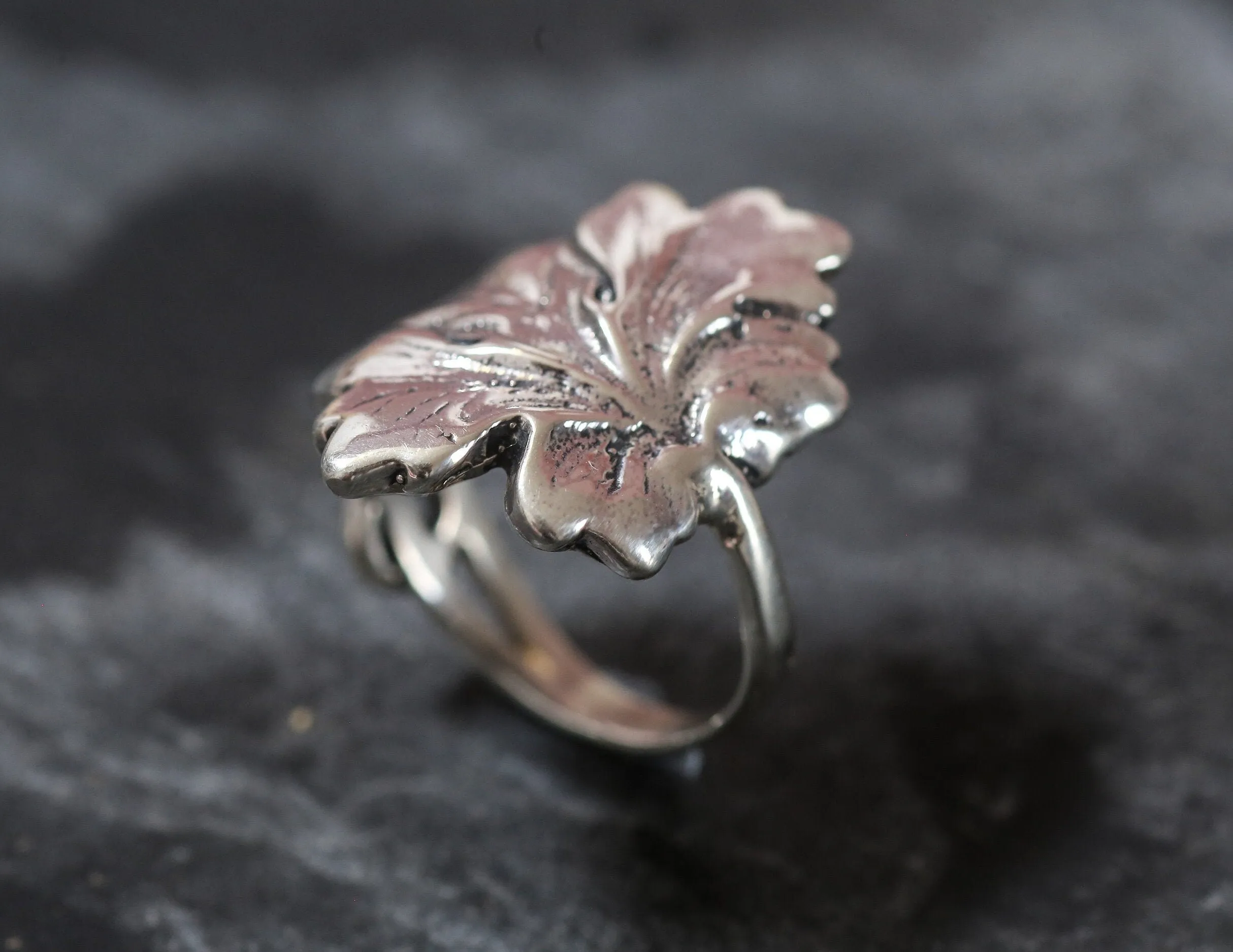 Silver Leaf Ring - Maple Leaf Ring - Statement Leaf Ring