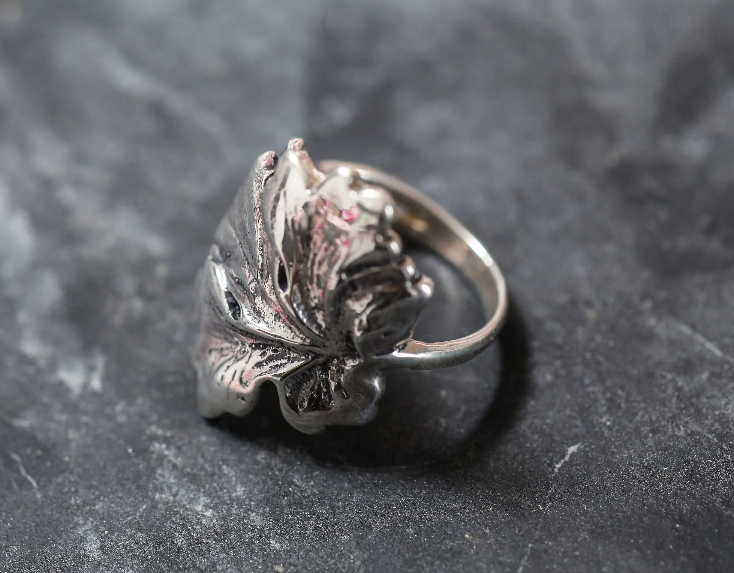 Silver Leaf Ring - Maple Leaf Ring - Statement Leaf Ring
