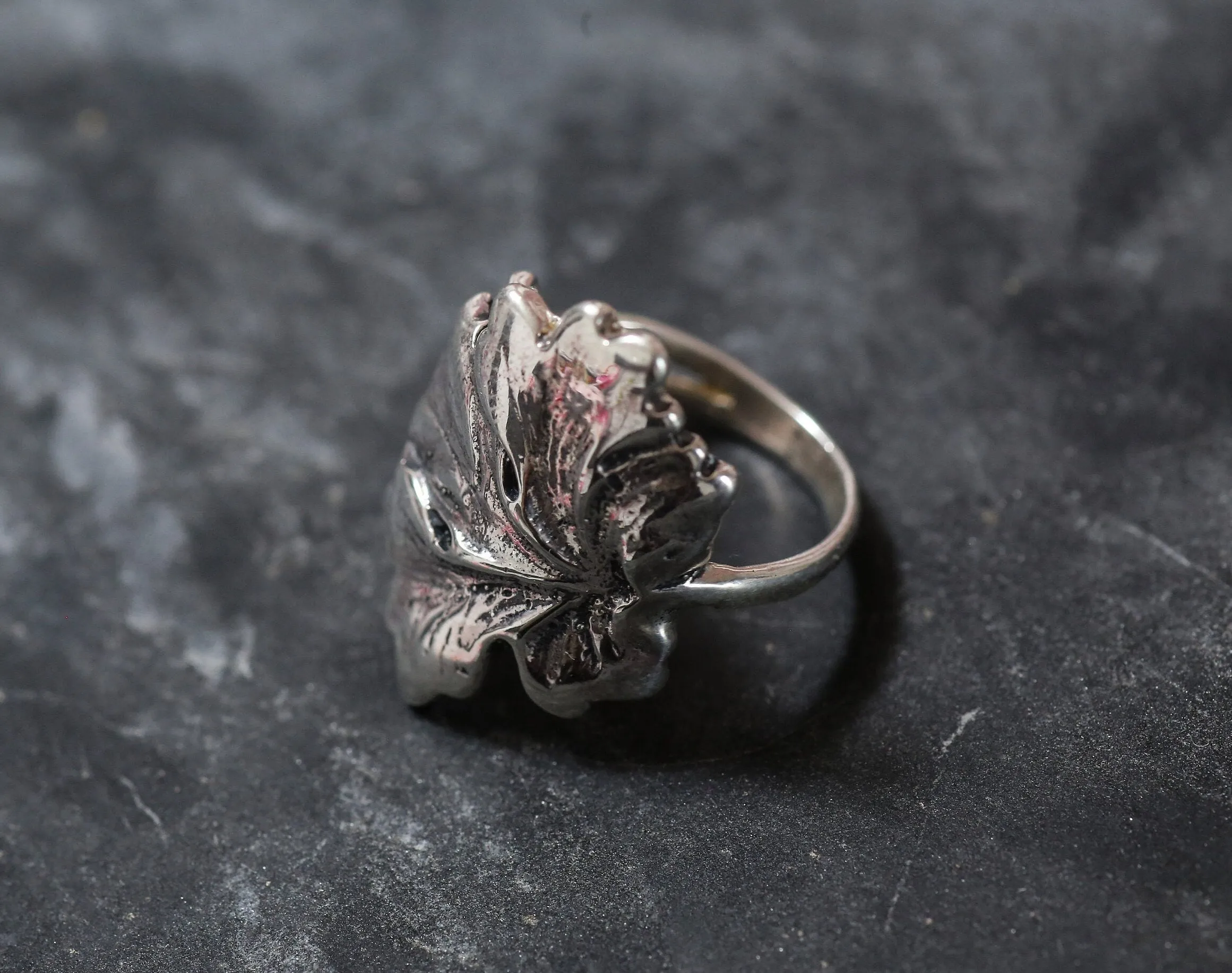 Silver Leaf Ring - Maple Leaf Ring - Statement Leaf Ring
