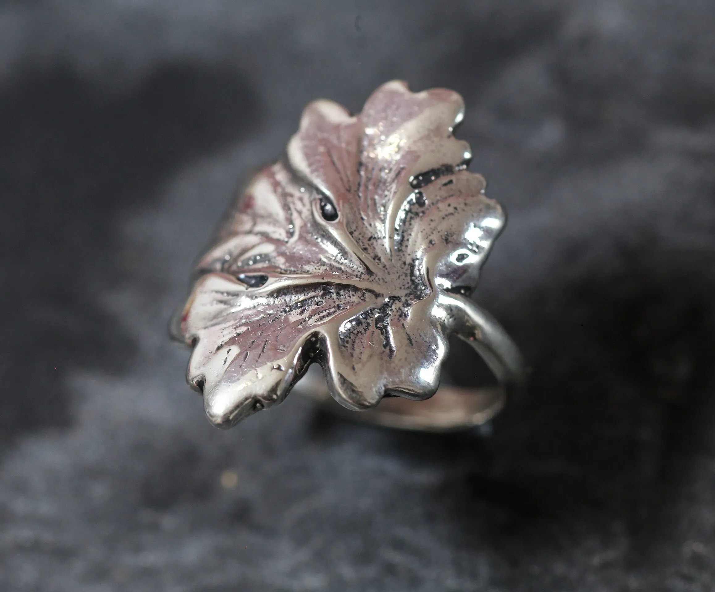 Silver Leaf Ring - Maple Leaf Ring - Statement Leaf Ring